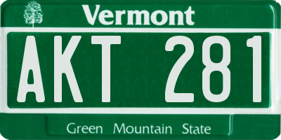 VT license plate AKT281