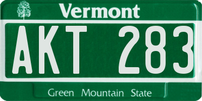 VT license plate AKT283