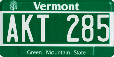 VT license plate AKT285