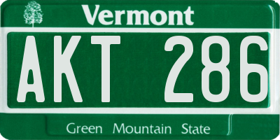 VT license plate AKT286