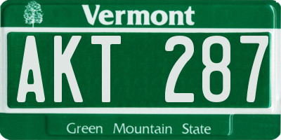 VT license plate AKT287