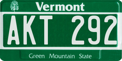 VT license plate AKT292