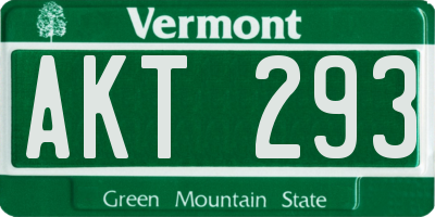 VT license plate AKT293