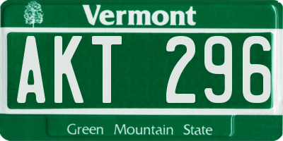 VT license plate AKT296