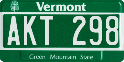 VT license plate AKT298