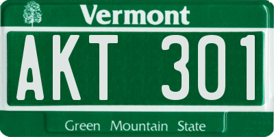 VT license plate AKT301