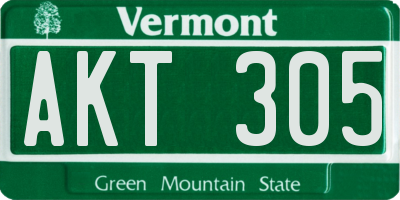 VT license plate AKT305