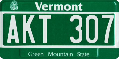 VT license plate AKT307