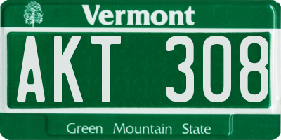 VT license plate AKT308