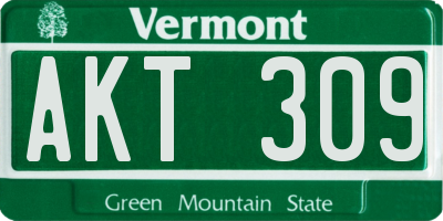 VT license plate AKT309