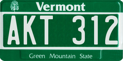 VT license plate AKT312