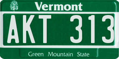 VT license plate AKT313