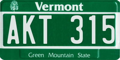 VT license plate AKT315
