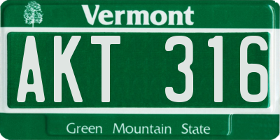 VT license plate AKT316