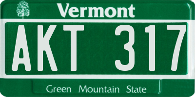 VT license plate AKT317