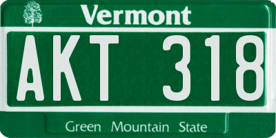 VT license plate AKT318