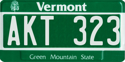 VT license plate AKT323