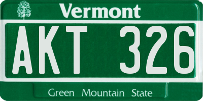 VT license plate AKT326