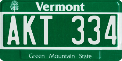 VT license plate AKT334