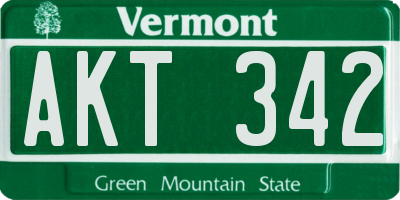 VT license plate AKT342
