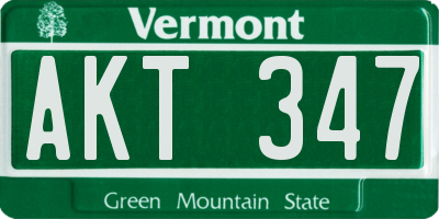 VT license plate AKT347