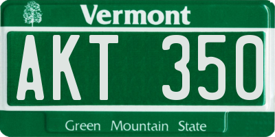 VT license plate AKT350
