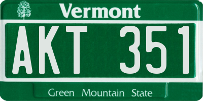 VT license plate AKT351