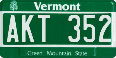 VT license plate AKT352