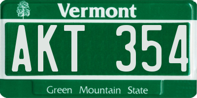 VT license plate AKT354