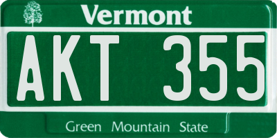 VT license plate AKT355