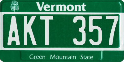 VT license plate AKT357