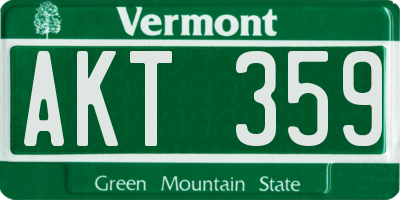 VT license plate AKT359