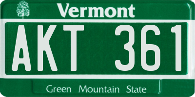 VT license plate AKT361