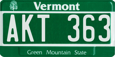 VT license plate AKT363