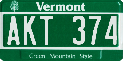 VT license plate AKT374