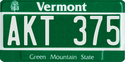VT license plate AKT375