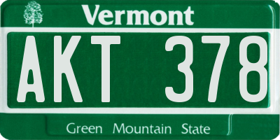 VT license plate AKT378