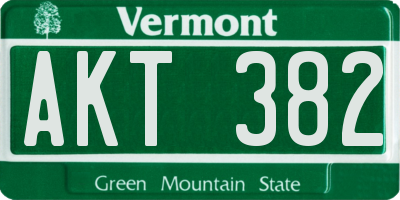 VT license plate AKT382