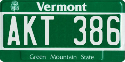 VT license plate AKT386