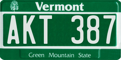 VT license plate AKT387