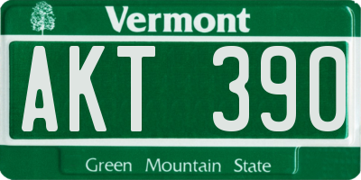 VT license plate AKT390