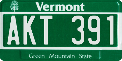 VT license plate AKT391