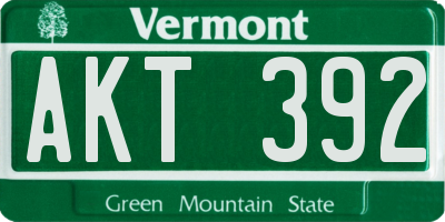 VT license plate AKT392