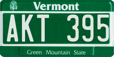 VT license plate AKT395