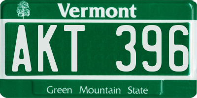 VT license plate AKT396