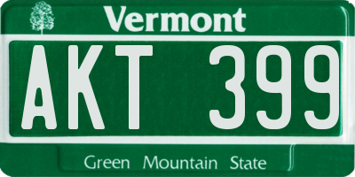 VT license plate AKT399