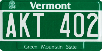 VT license plate AKT402