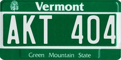 VT license plate AKT404
