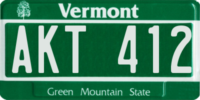 VT license plate AKT412