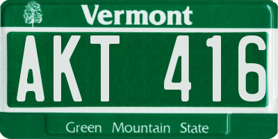 VT license plate AKT416